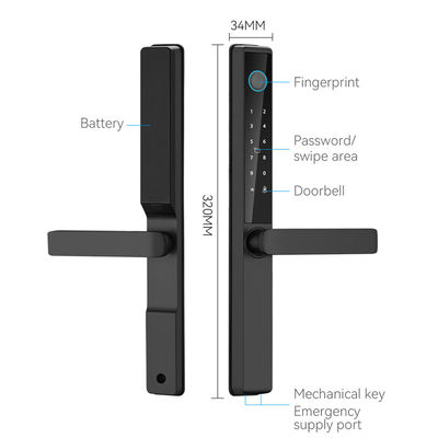 Outdoor Waterproof  TTlock Tuya Wifi Smart Lock Card Finger Print Password Sliding Aluminum Door Lock
