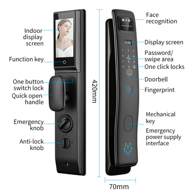 Qleung S958Max Remote Control Video Calling with 3D Face Palm Fingerprint Recognition Code Card Key Unlock Tuya Smart Home Door Lock
