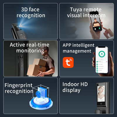 Qleung S958Max Remote Control Video Calling with 3D Face Palm Fingerprint Recognition Code Card Key Unlock Tuya Smart Home Door Lock