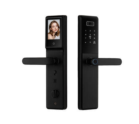 Qleung S859max Black Smart Door Lock with Tuya App and Active Video Calling Face Recognition