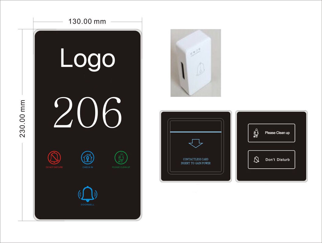 QL-E1 Hotel LED Door Signs Room Number Acrylic Customized Logo Text Touch Switch Hotel Doorplate With DND Switch