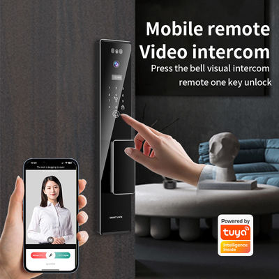 شناسايي چهره 3D Tuya APP دوربين اينتركوم اثر انگشت بيومتريک قفل هاي هوشمند براي خانه