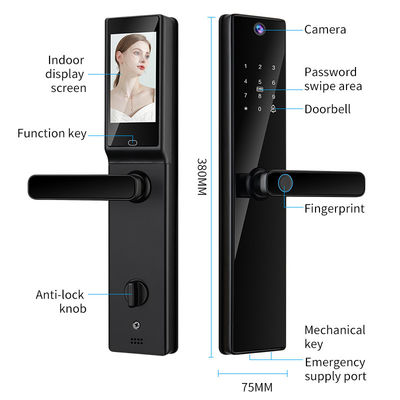 Qleung Tuya Wifi Remote Control HD Camera Video Intercom کد کارت اثر انگشت کلید S819-2Max قفل درب هوشمند خانه