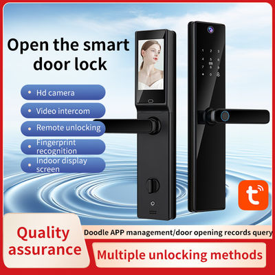 Qleung S819-2Max تویا وای فای اثر انگشت کارت کلید کد درب هوشمند قفل با تماس ویدئویی