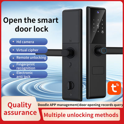 Qleung S829max Tuya Wifi APP دوربین کنترل از راه دور اثر انگشت رمز عبور کارت کلید درب هوشمند قفل خانه هتل دفتر