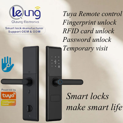 Qleung S829 Tuya Wifi کنترل از راه دور اثر انگشت کد کارت امنیت بدون کلید درب هوشمند خانه قفل برای خانه هتل