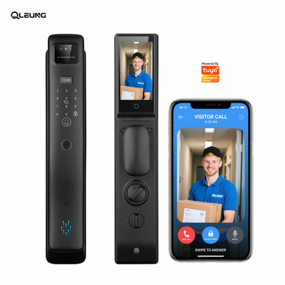Qleung S958Max Remote Control Video Calling with 3D Face Palm Fingerprint Recognition Code Card Key Unlock Tuya Smart Home Door Lock
