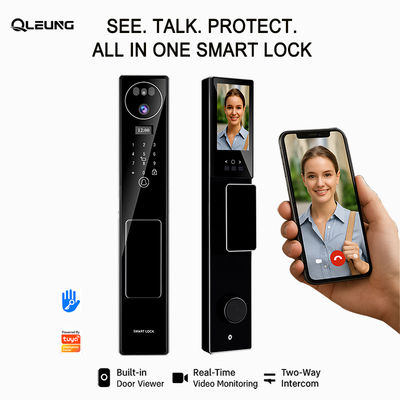 شناسايي چهره 3D Tuya APP دوربين اينتركوم اثر انگشت بيومتريک قفل هاي هوشمند براي خانه