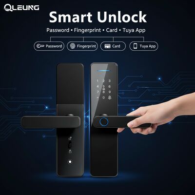 قفل درب هوشمند Qleung Classic Black S811 با 8 زبان، دارای گواهینامه CE ROHS و اثر انگشت نیمه‌رسانا